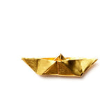 Brooch golden origami boat