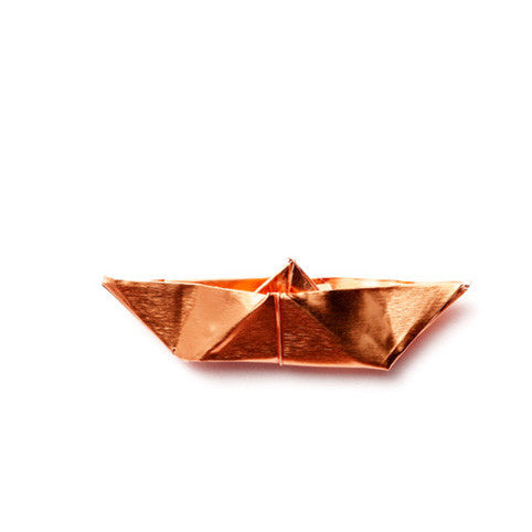 Brooch copper origami boat