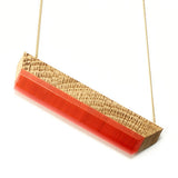 Necklace oak wood & red