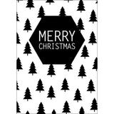Christmas postcard Merry Christmas Tree Black