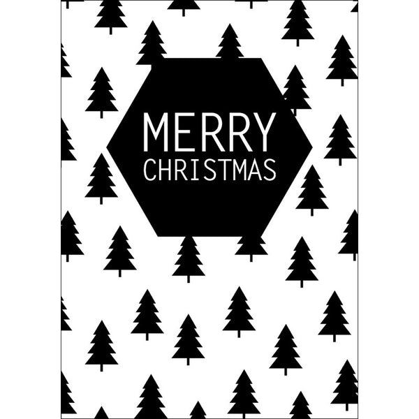 Christmas postcard Merry Christmas Tree Black