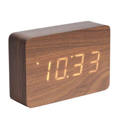Alarm Clock Square Dark Wood Veneer