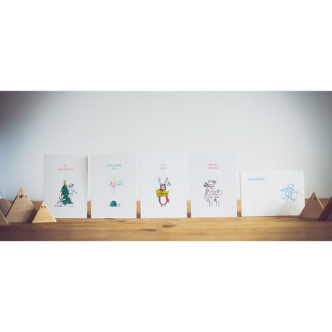 Set of 5 original Christmas cards