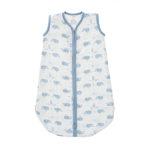 Sleeping bag muslin two-layer Whale white-blue